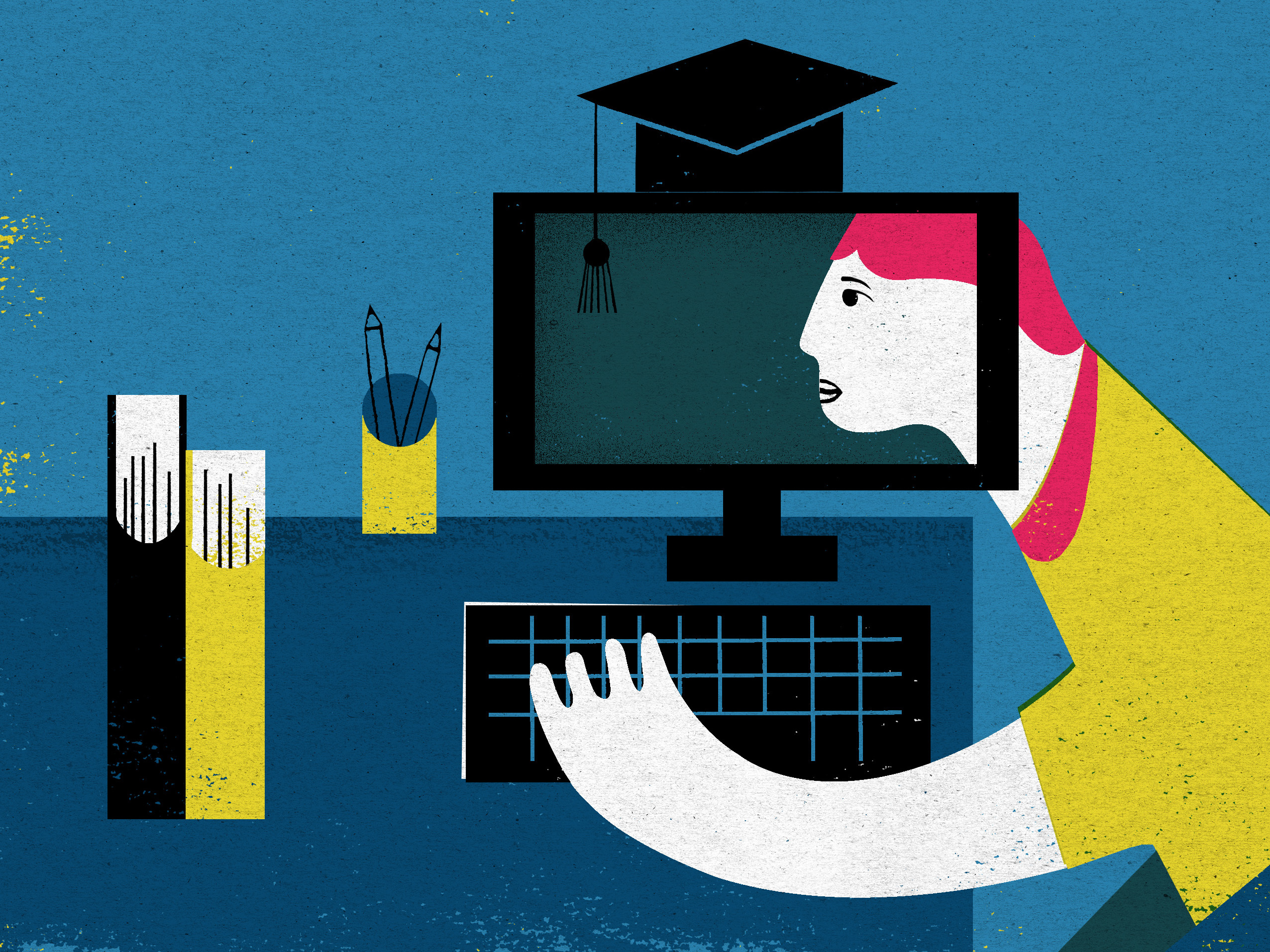 Online vs. in-person college.