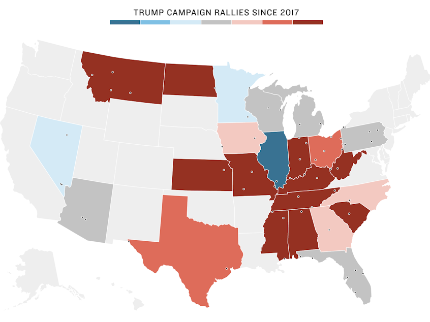 Trump rally map since 2017
