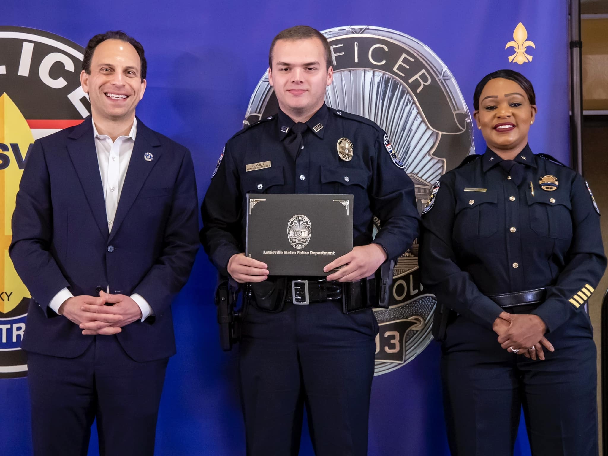 caption: Nickolas Wilt was sworn in as a Louisville Police Officer less than two weeks before he sustained critical injuries in running towards a mass shooter.