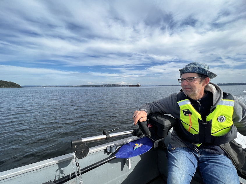 caption: Mike Spranger is on track to be Washington's second ever commercial seaweed farmer. His plot will be on the southern tip of Vashon Island. 