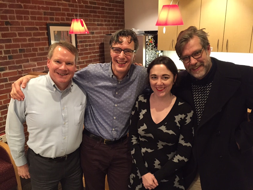 caption: Paul Guppy, Bill Radke, Erica Barnett and John Roderick.