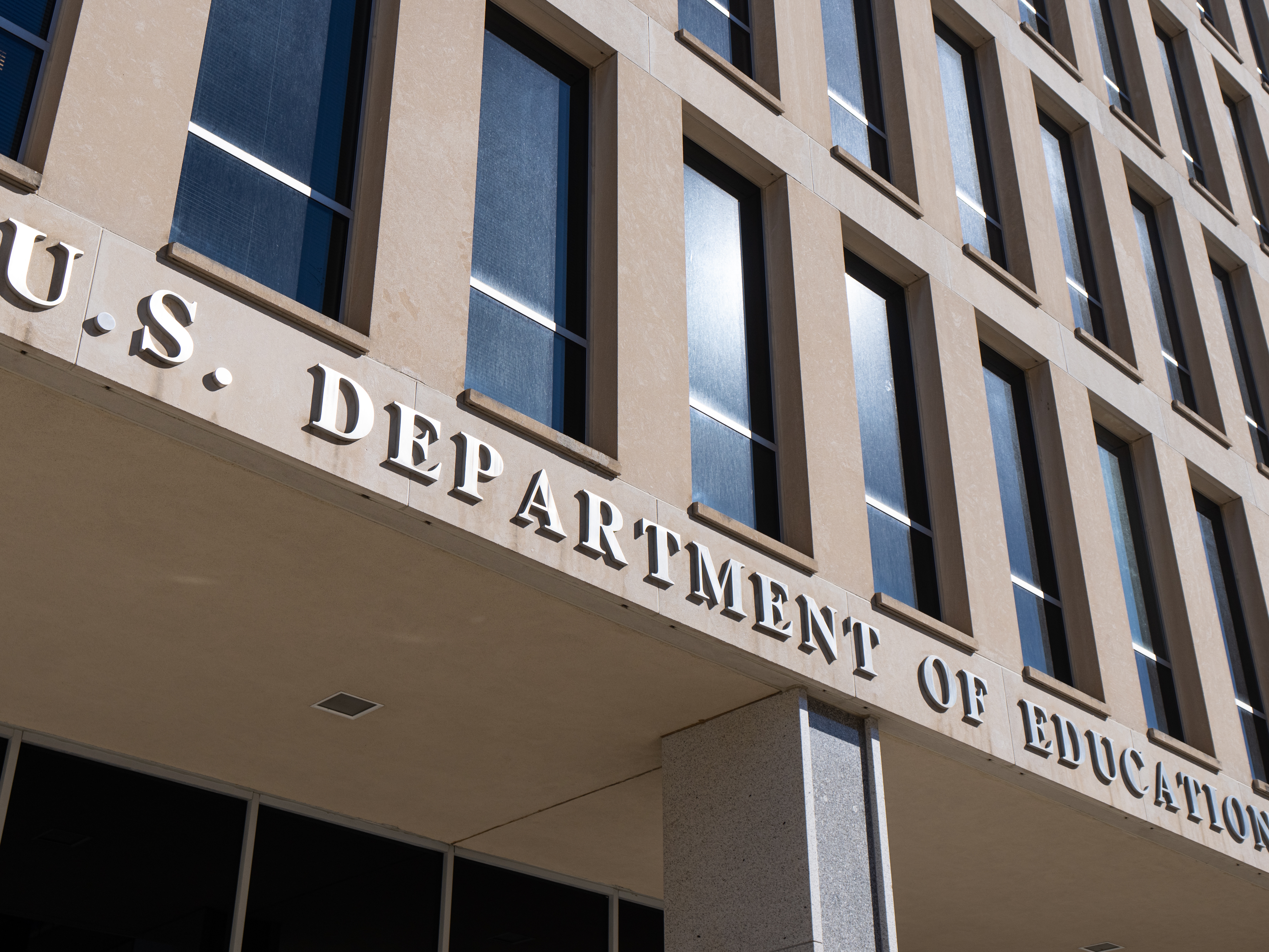 caption: The U.S. Education Department is house in the Lyndon Baines Johnson Building, pictured here in March in Washington, D.C.