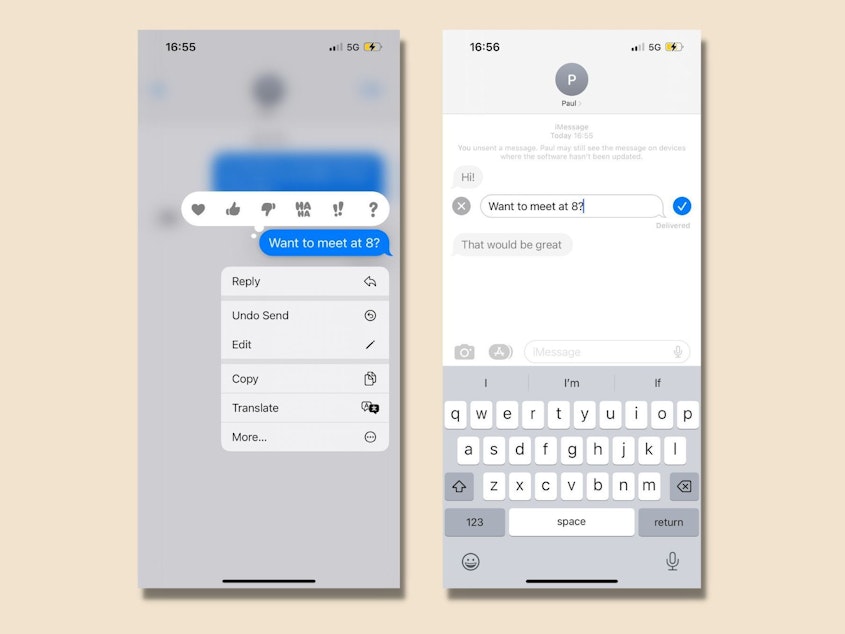 caption: Apple's Messages app now allows certain users to edit and unsend text messages.