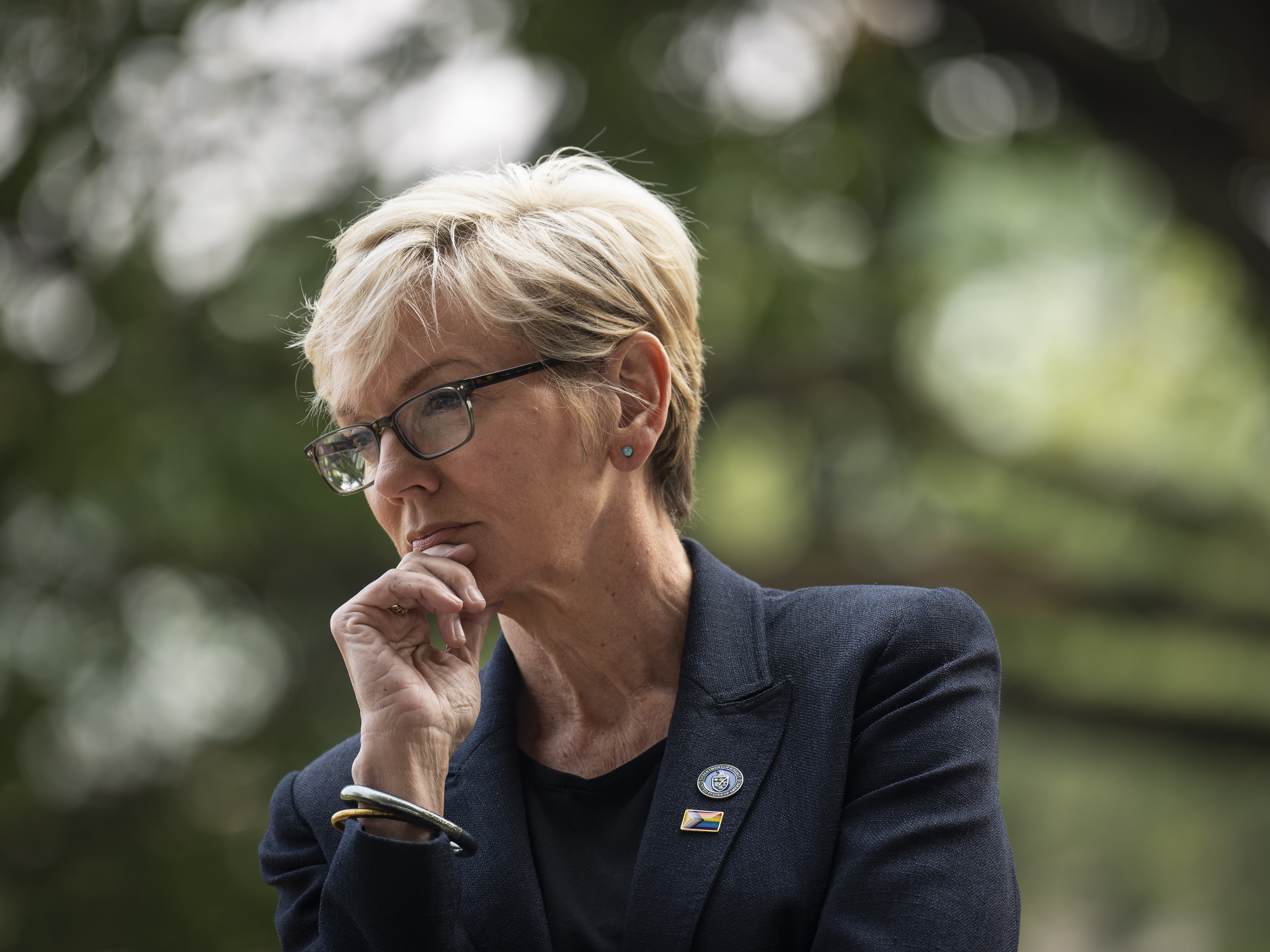 caption: Energy Secretary Jennifer Granholm is working hard to convince more Americans to embrace electric cars — and she knows this means the country's charging infrastructure needs to improve, fast.