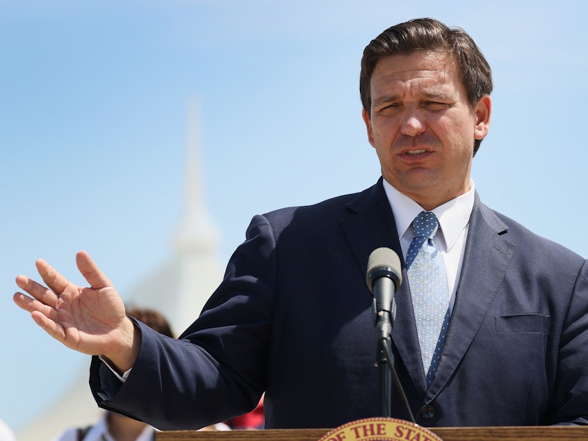 caption: Gov. Ron DeSantis says tougher laws were needed to ensure Florida doesn't see the kind of protests that occurred in Minneapolis, Portland, Ore., and other cities.