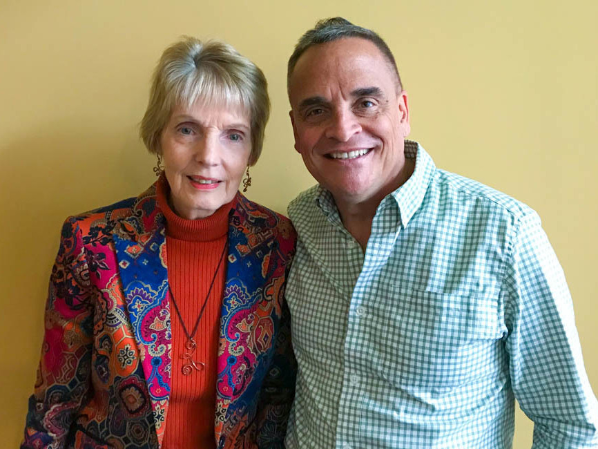 caption: Paige Macklin (left) and her former music student, Russell King, at their StoryCorps interview in Nov. 2019 in St. Paul, Minn.