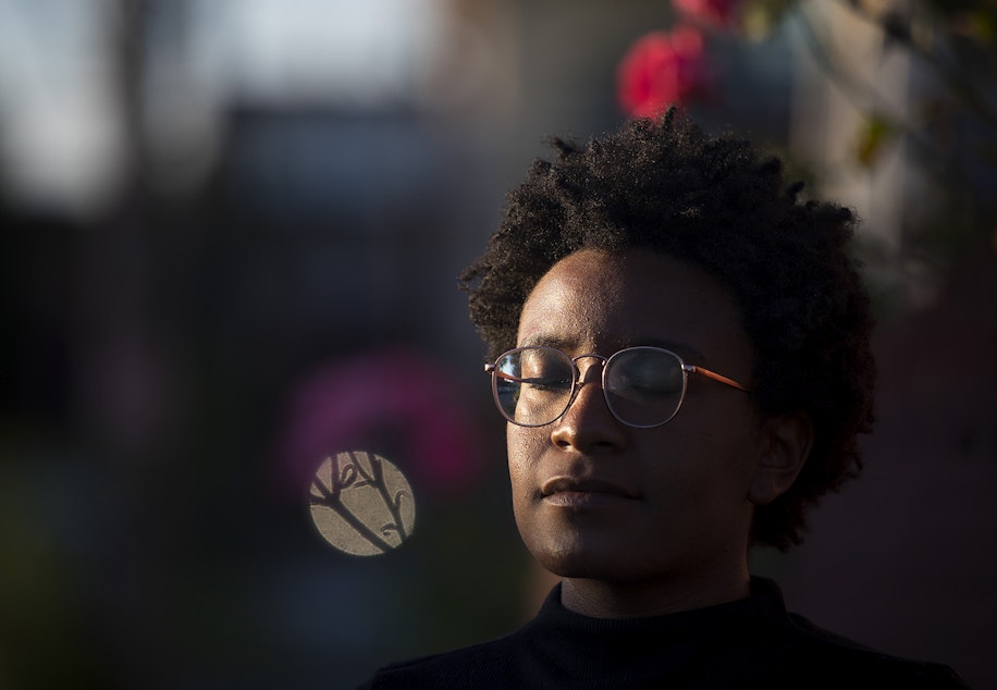 caption: Ariana Bray stands for a portrait on Monday, July 20, 2020, at the intersection of South Hinds Street and Alamo Place South in the Beacon Hill neighborhood of Seattle.