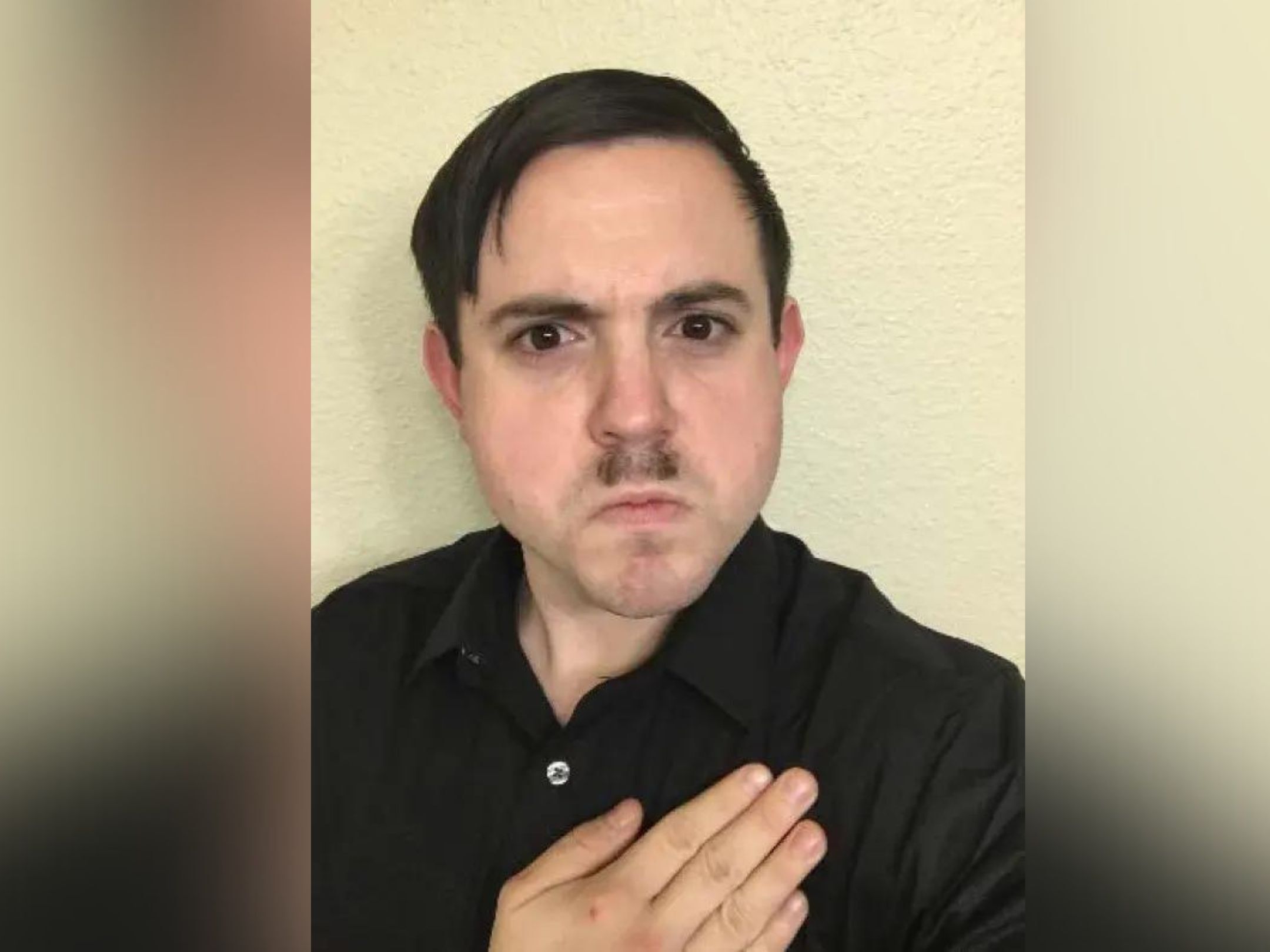 caption:  In court papers, prosecutors described Timothy Hale-Cusanelli as a "Nazi sympathizer" who went to work at a Naval Weapons Station with a "Hitler mustache."