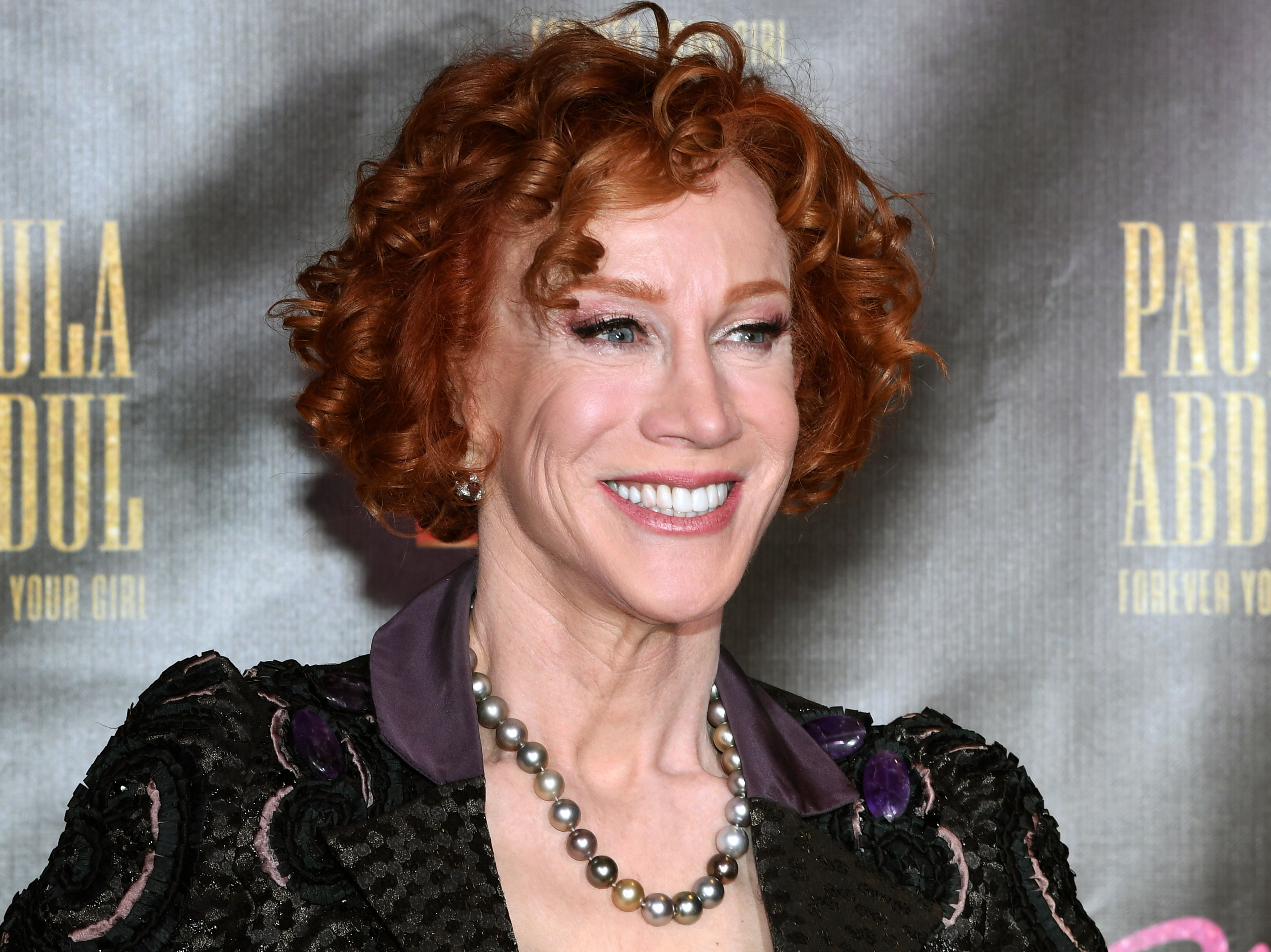 caption: Comedian Kathy Griffin attends the official opening of Paula Abdul's Flamingo Las Vegas residency "Paula Abdul: Forever Your Girl" at The Cromwell Las Vegas on October 24, 2019.