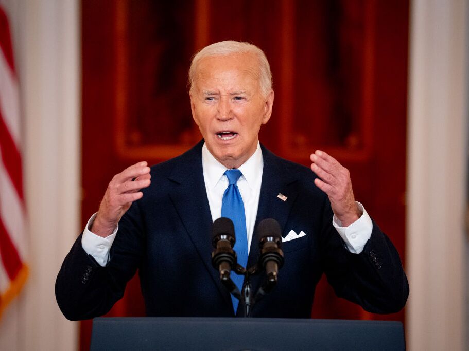 caption: President Biden speaks to the media on July 1 following the Supreme Court's ruling ruling on presidential immunity. 