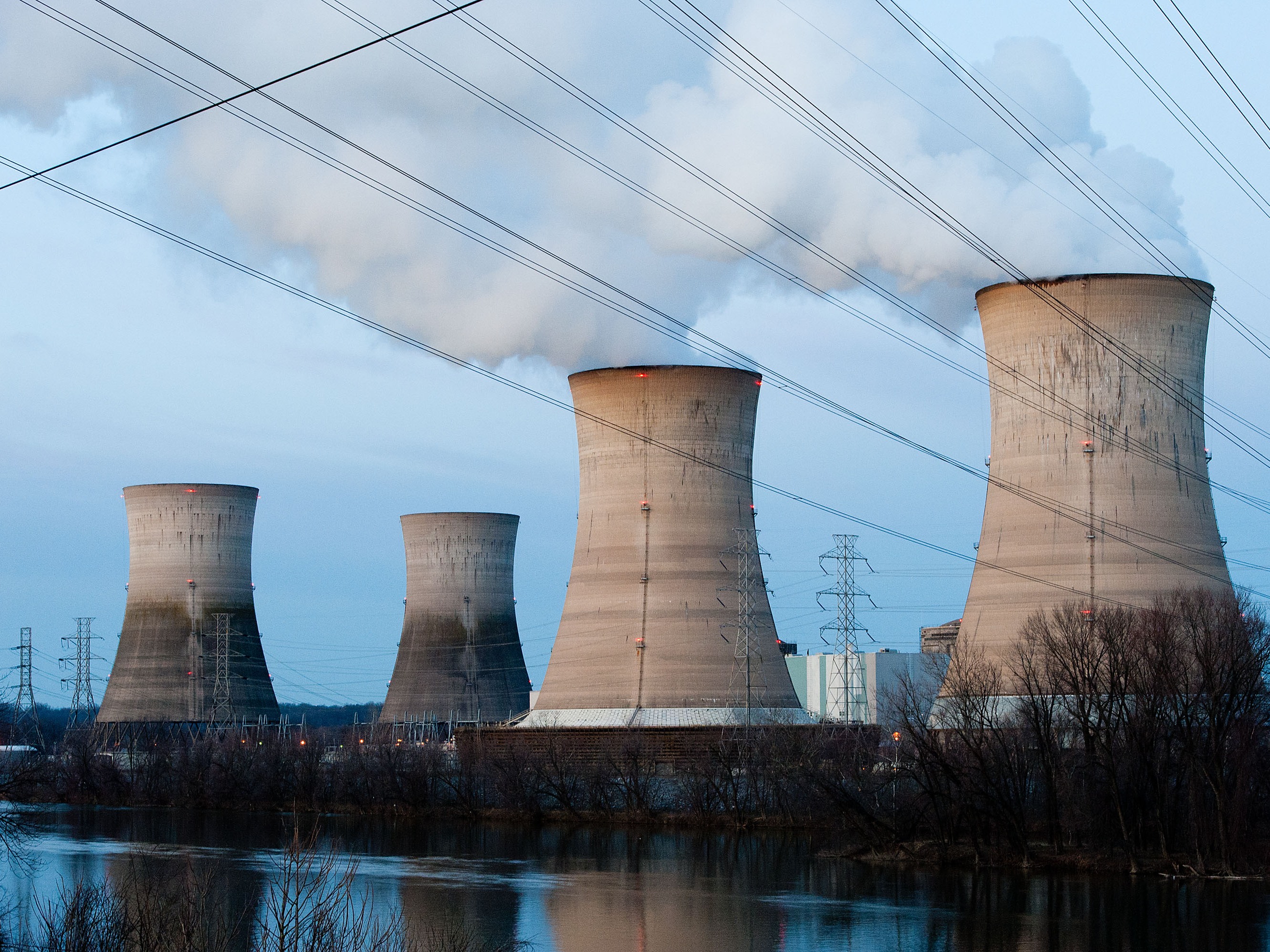 caption: The Three Mile Island nuclear plant is seen in March 2011 in Middletown, Pa.