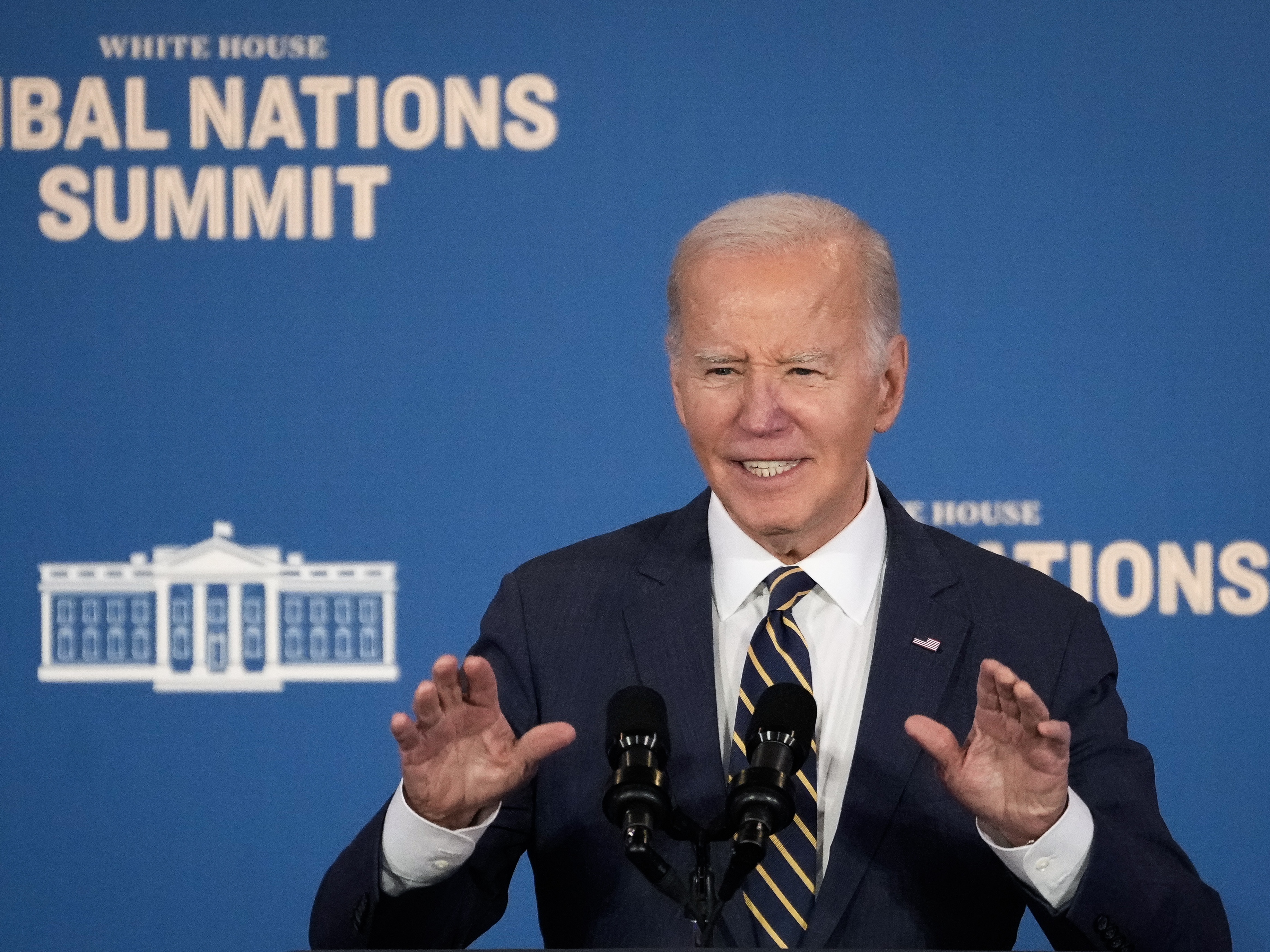 caption: U.S. President Joe Biden delivers remarks at the 2023 White House Tribal Nations Summit in 2023.
