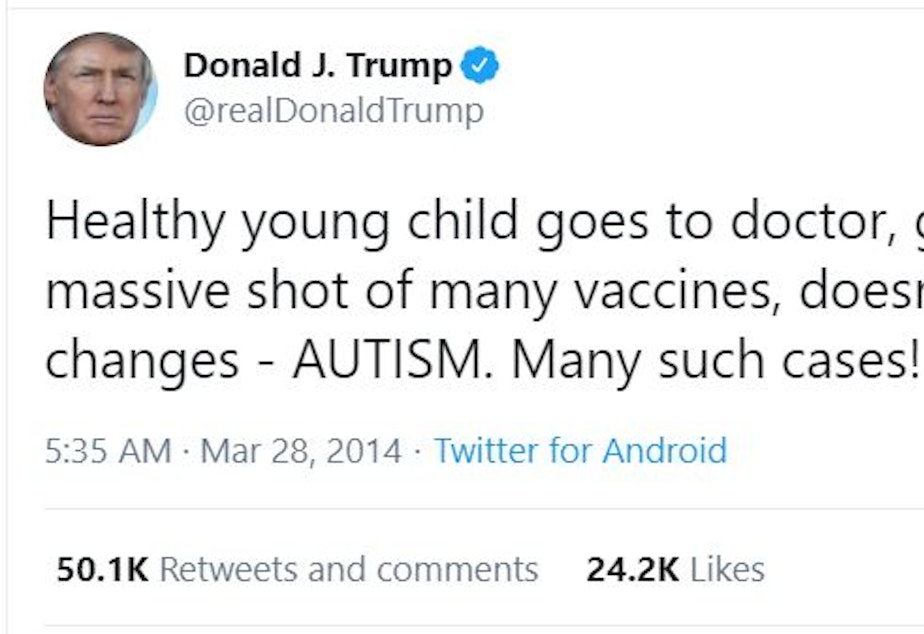 caption: Trump tweeted this about vaccines in 2014