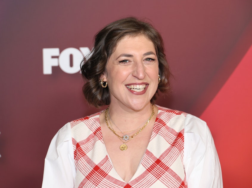 caption: Mayim Bialik attends the 2022 Fox Upfront on May 16, 2022, in New York City. She will no longer appear as a host on the syndicated version of <em>Jeopardy!</em>