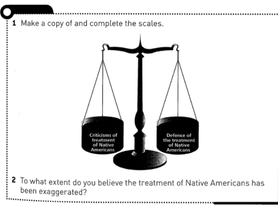caption: A textbook published by Hodder Education asks students whether treatment of Native Americans was "exaggerated." The textbook is no longer being sold, Hodder said.