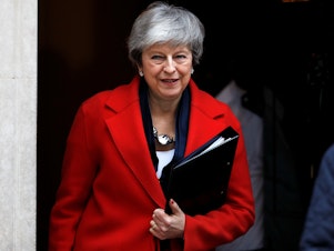 caption: U.K. Prime Minister Theresa May says that the House of Commons could vote on March 14 to "seek a short, limited extension to Article 50" — the exit clause in the EU Constitution that was triggered after the Brexit vote.