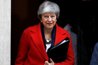 caption: U.K. Prime Minister Theresa May says that the House of Commons could vote on March 14 to "seek a short, limited extension to Article 50" — the exit clause in the EU Constitution that was triggered after the Brexit vote.