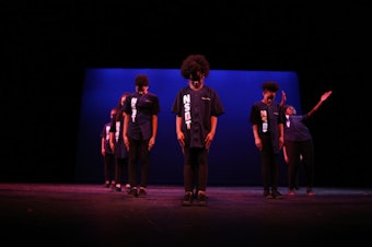 caption: Northside Step Team performs at Seattle Theatre Group’s Global Dance Party at the Moore Theater.