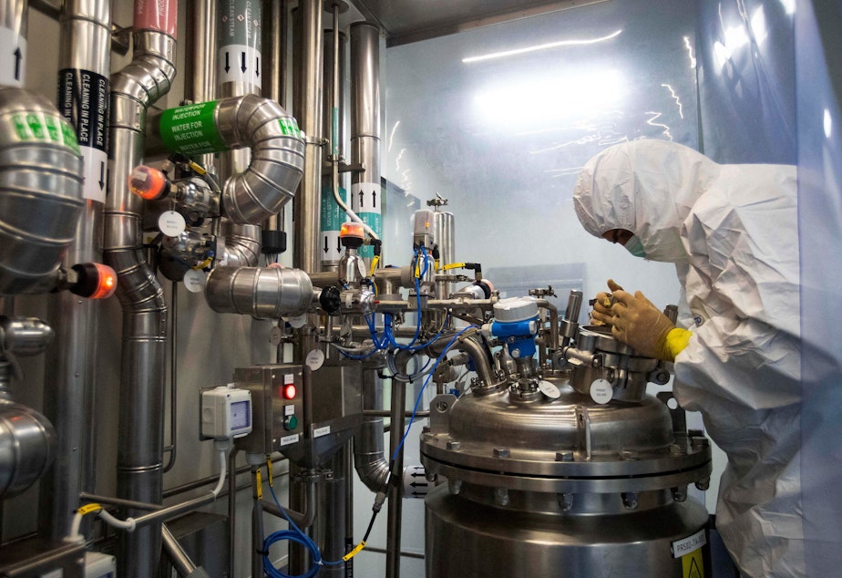 caption: A Cuban industrial complex prepares to start production of one of the country's newly developed COVID vaccines.