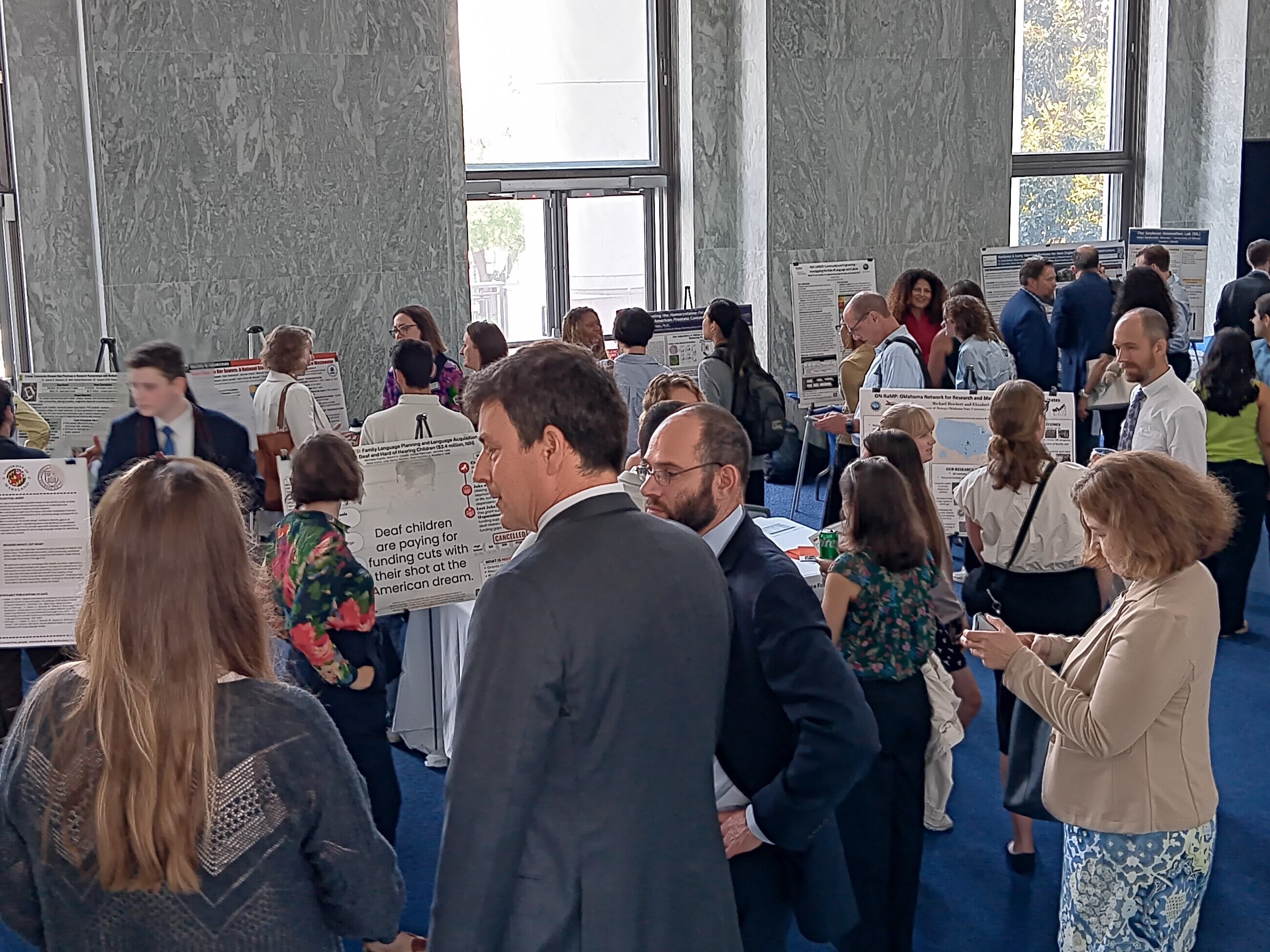 caption: Researchers put on a "science fair for canceled grants" on Capitol Hill in Washington, D.C., on Tuesday to highlight cuts to federal funding for science.