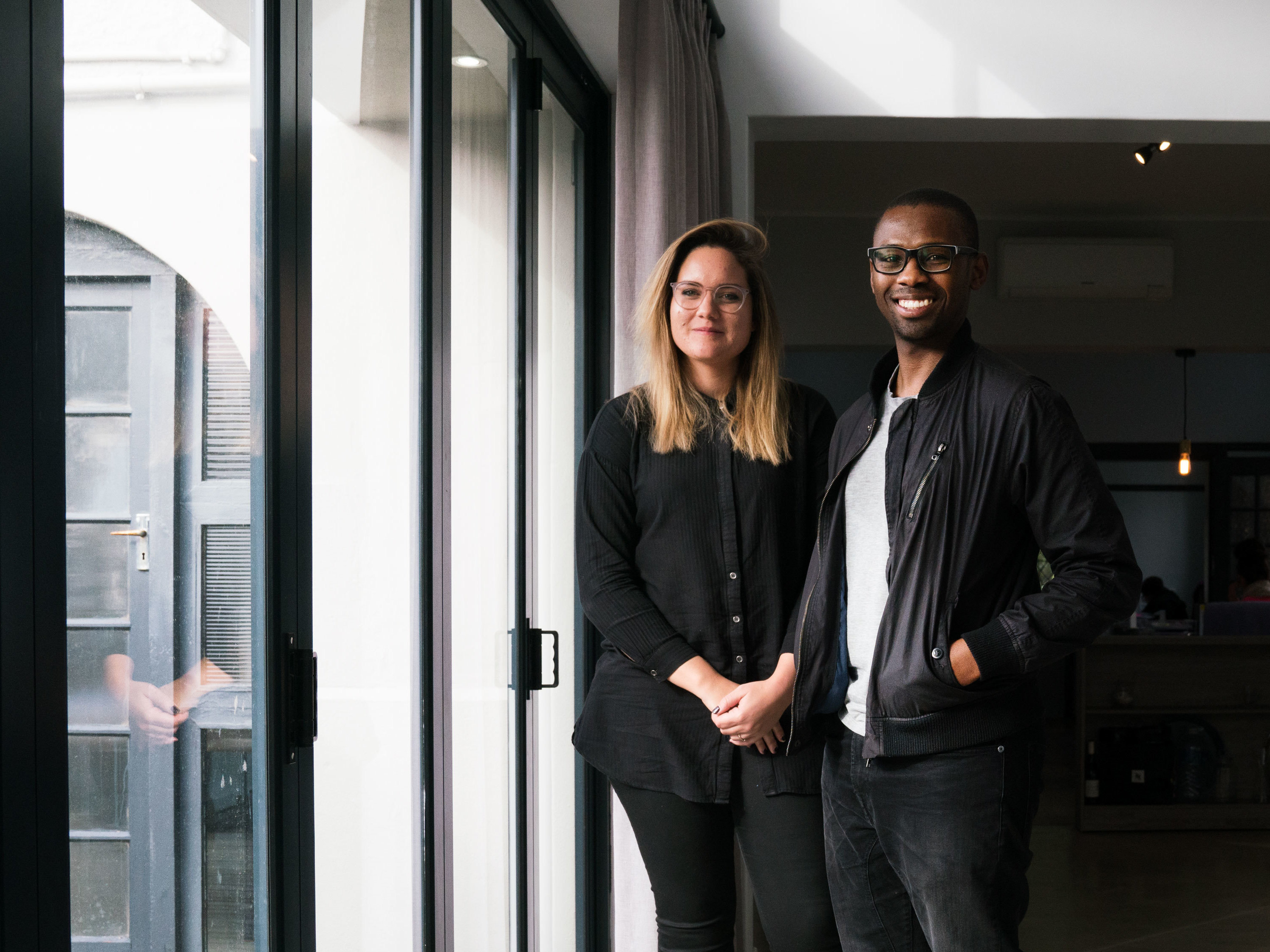 caption: Susan van Rooyen and Moe Kekana of King James Group were behind the 2-Minute Shower Song project.