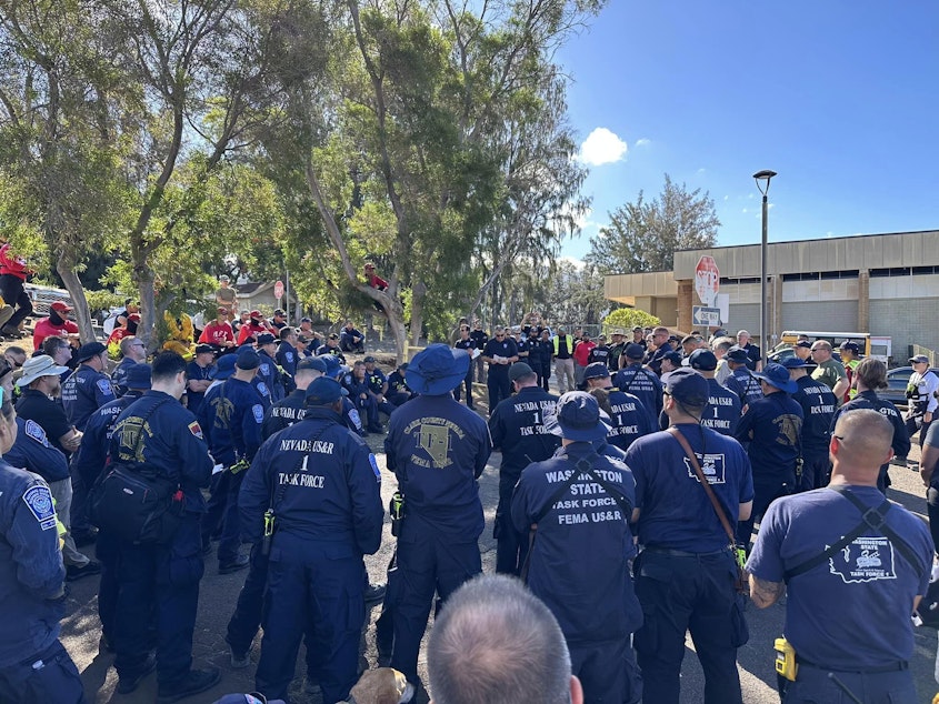 caption: First responders from King and Pierce Counties are on Maui to assist with rescue and recovery efforts. So far, more than 70 of Washington Task Force 1's 210 members have been deployed.