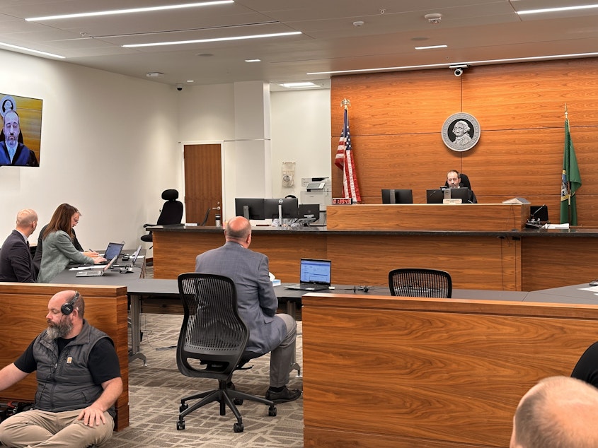 caption: King County Superior Court Judge Joe Campagna presided at the first hearing for a 15-year-old boy accused of killing five people near Fall City.