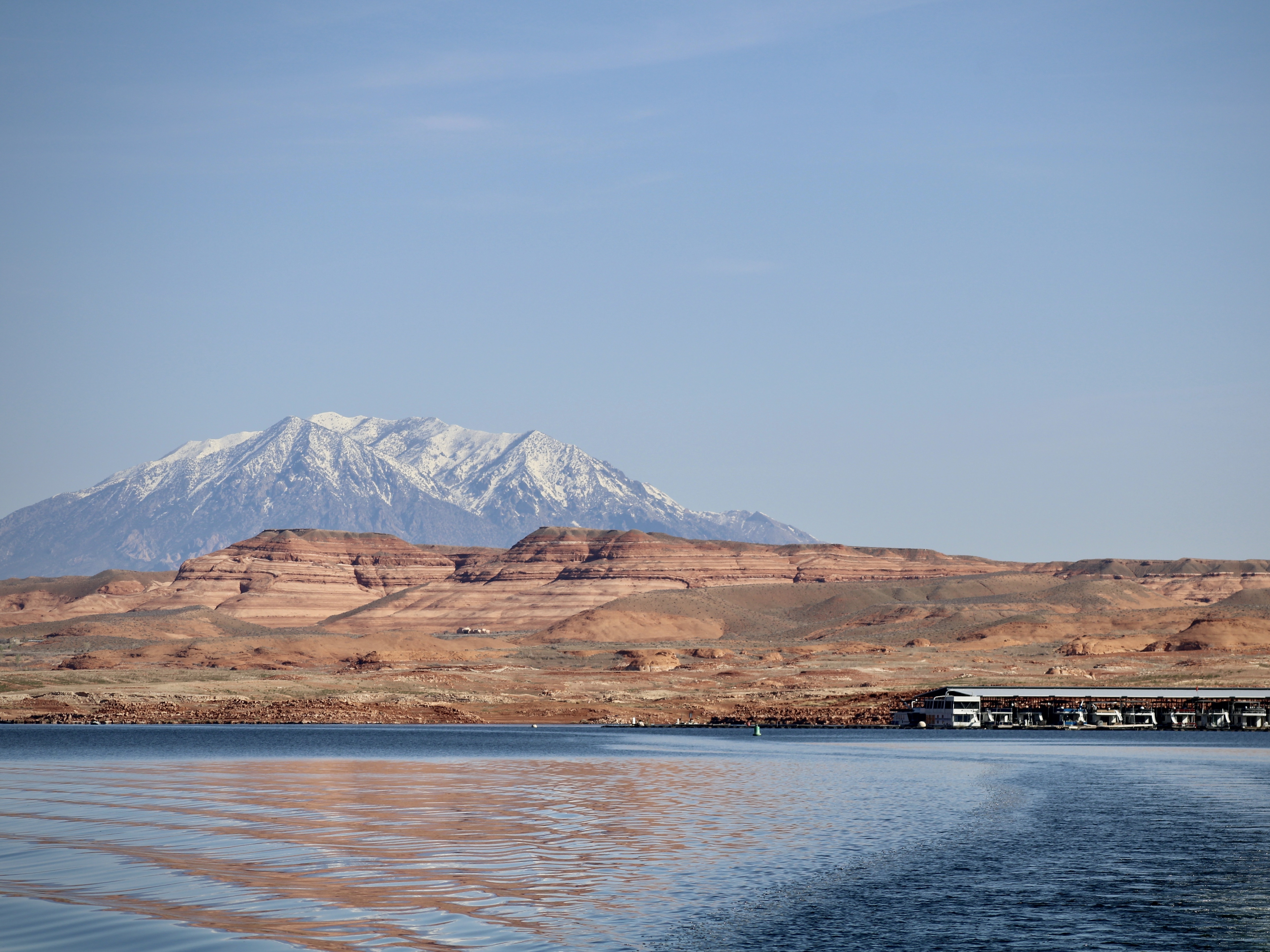 caption: Mountain snowmelt fills Lake Powell near Bullfrog marina in Utah. The nation's second-largest reservoir has dropped to record low levels, causing problems for part of the Colorado River which runs through the Grand Canyon National Park.