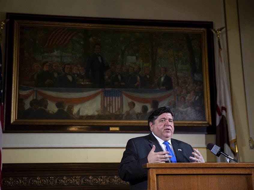 caption: Illinois Gov. JB Pritzker signed four bills into law Thursday that implement some criminal justice reforms, notably one with the goal of preventing false confessions.