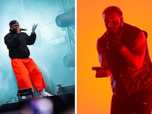 caption: Kendrick Lamar performs during the Rolling Loud hip-hop festival in Rotterdam, Netherlands in 2023 and Drake performs during day two of Lollapalooza Chile 2023. Last week, the two rappers' long-running feud exploded in a flurry of diss tracks.<a href="https://www.gettyimages.com/license/1515117715?adppopup=true"></a>