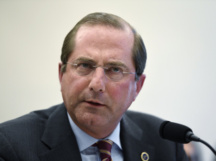 caption: Health and Human Services Secretary Alex Azar, seen in March, issued a statement Monday at the United Nations General Assembly stating that abortion is not an international human right.