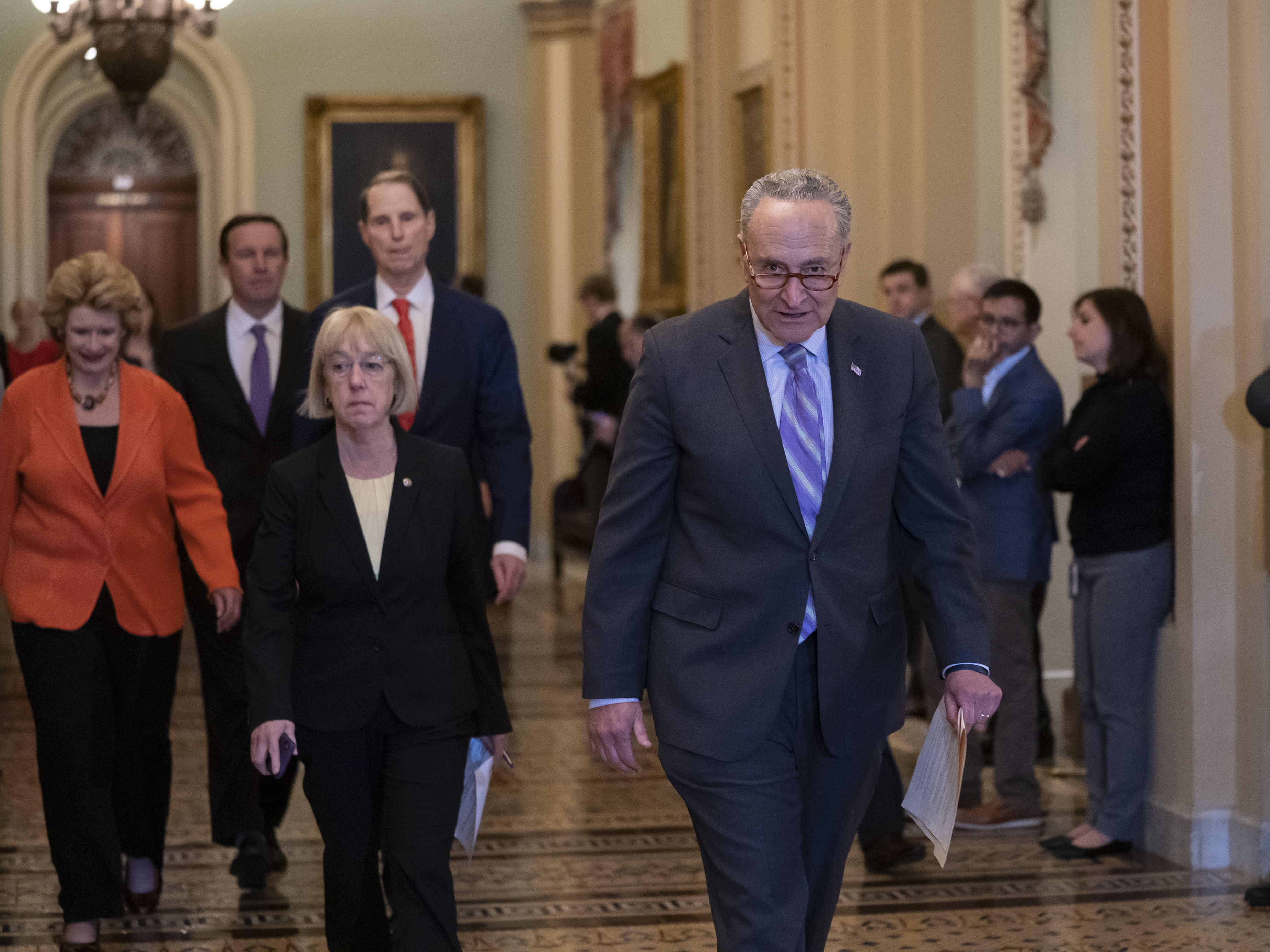 caption: Democrats like Senate Minority Leader Chuck Schumer, D-N.Y., and Sen. Patty Murray, D-Wash., are betting that the era of big government is back.
