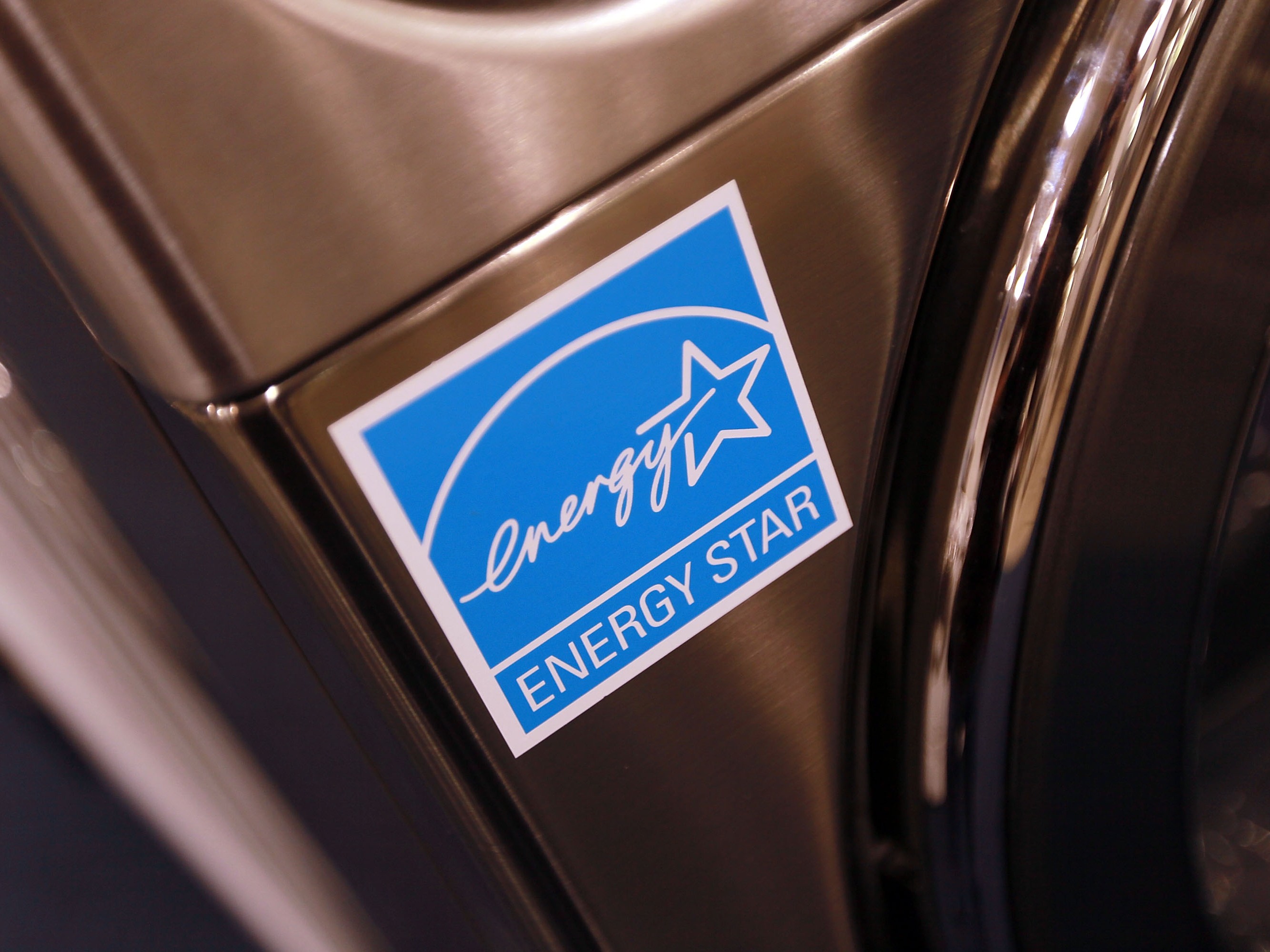 caption: The Environmental Protection Agency awards the blue and white Energy Star logo to the most efficient appliances.