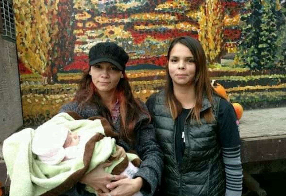 caption: Mary Davis-Johnson, left, her sister Gerry Davis and their niece. Mary disappeared from the Tulalip reservation in November, 2020. 