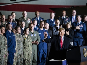 caption: President Donald Trump signed the National Defense Authorization Act on Friday, notably creating the new Space Force.