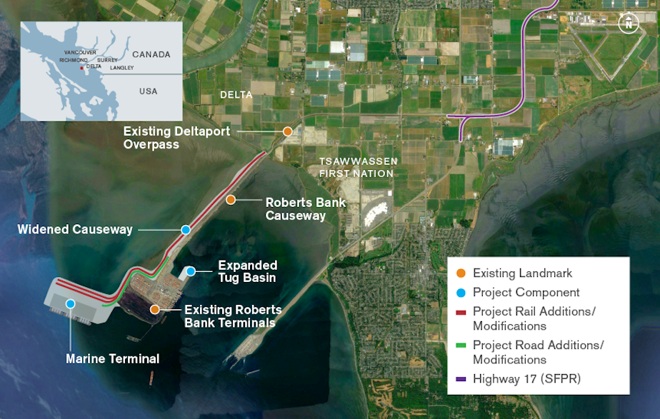 caption: A mock-up of where the new marine terminal could go.