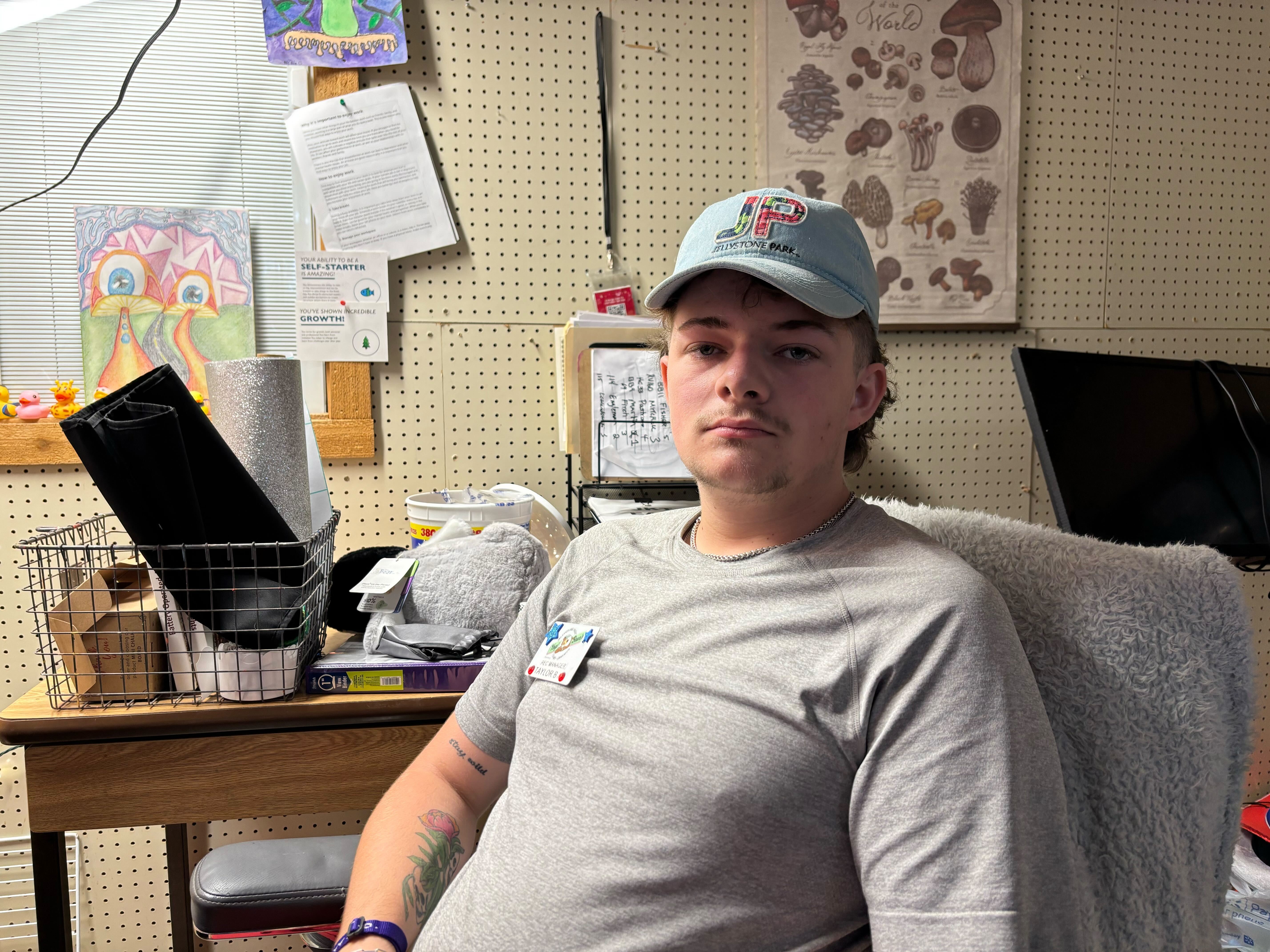 caption: Taylor Bergmann poses for a portrait in his office in Yogi Bear's Jellystone Park in Kerrville, Texas on July 8, 2025.