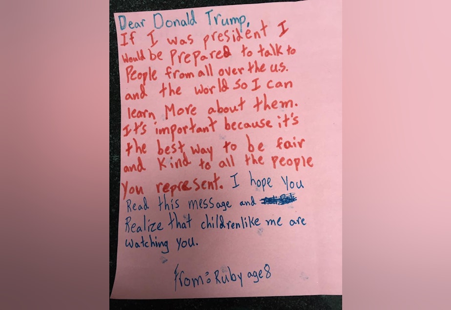 caption: Kids are writing letters to president-elect Trump