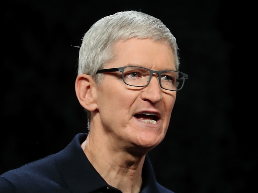 caption: Apple CEO Tim Cook speaks during the 2018 Apple Worldwide Developer Conference (WWDC) at the San Jose Convention Center.