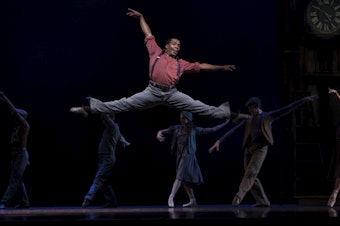 caption: PNB soloist Kiyon Gaines in Twyla Tharp's "Waiting at the Station."