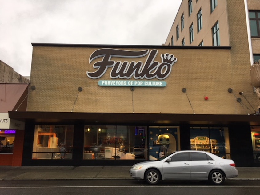 caption: Funko, a company known for its collectible Pop! figurines, is headquartered in downtown Everett. Their distribution centers remain open, despite the coronavirus pandemic.