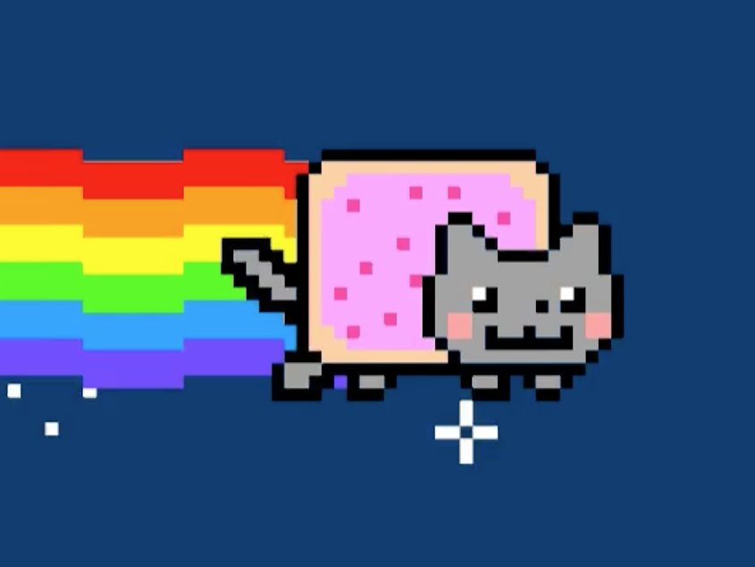 caption: A work called Nyan Cat by Chris Torres sold for $590,000 recently. It's part of growing interest in digital assets, known as non-fungible tokens, or NFTs, that are generating millions of dollars in sales every day.