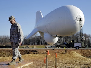 caption: The Pentagon's multi-billion-dollar program to develop advanced missile warning balloons is just one of many projects over the decades that has been sabotaged by a gusty breeze.