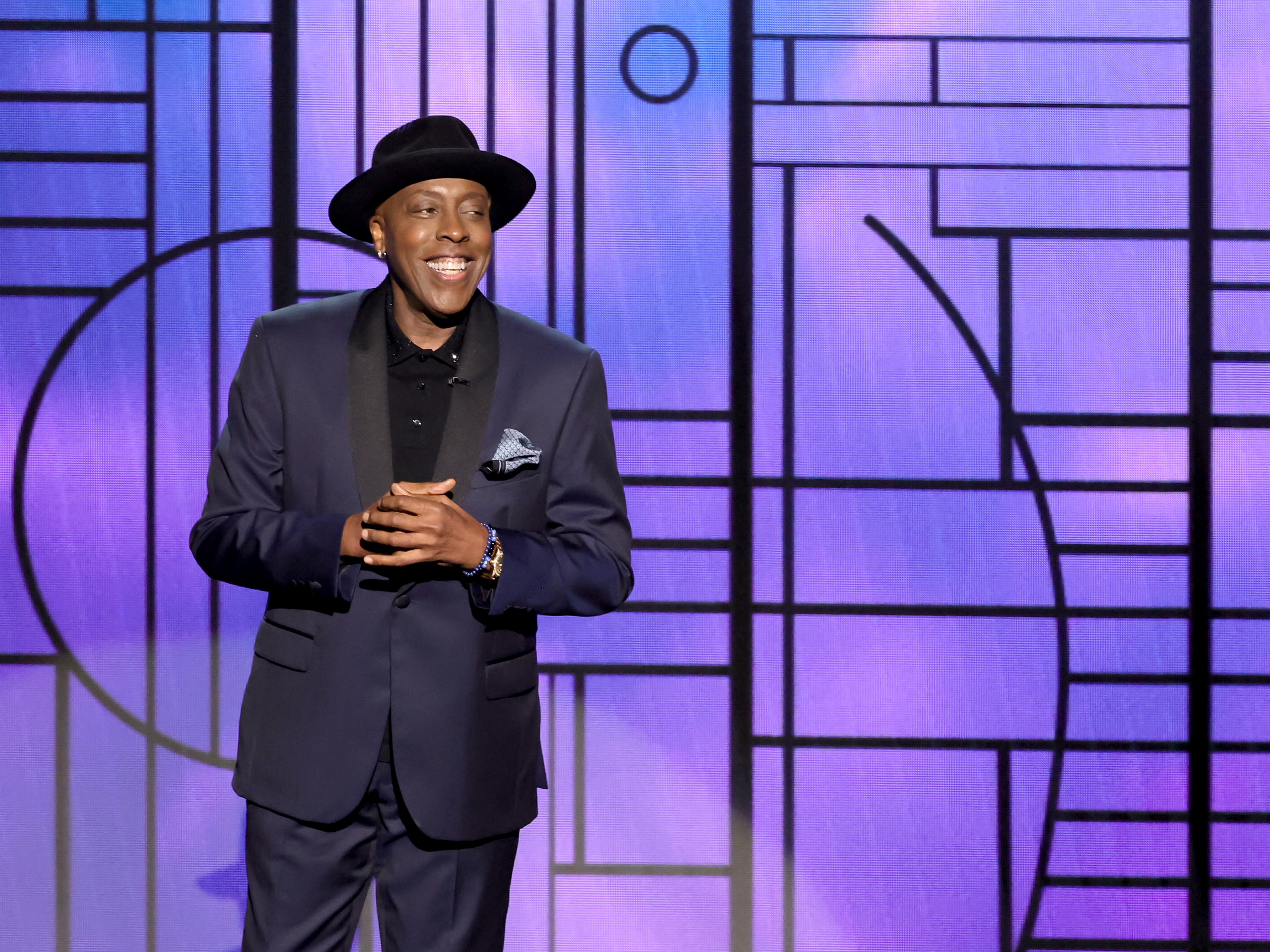 caption: Arsenio Hall speaks onstage during the Emmy Awards on Jan. 15, 2024.