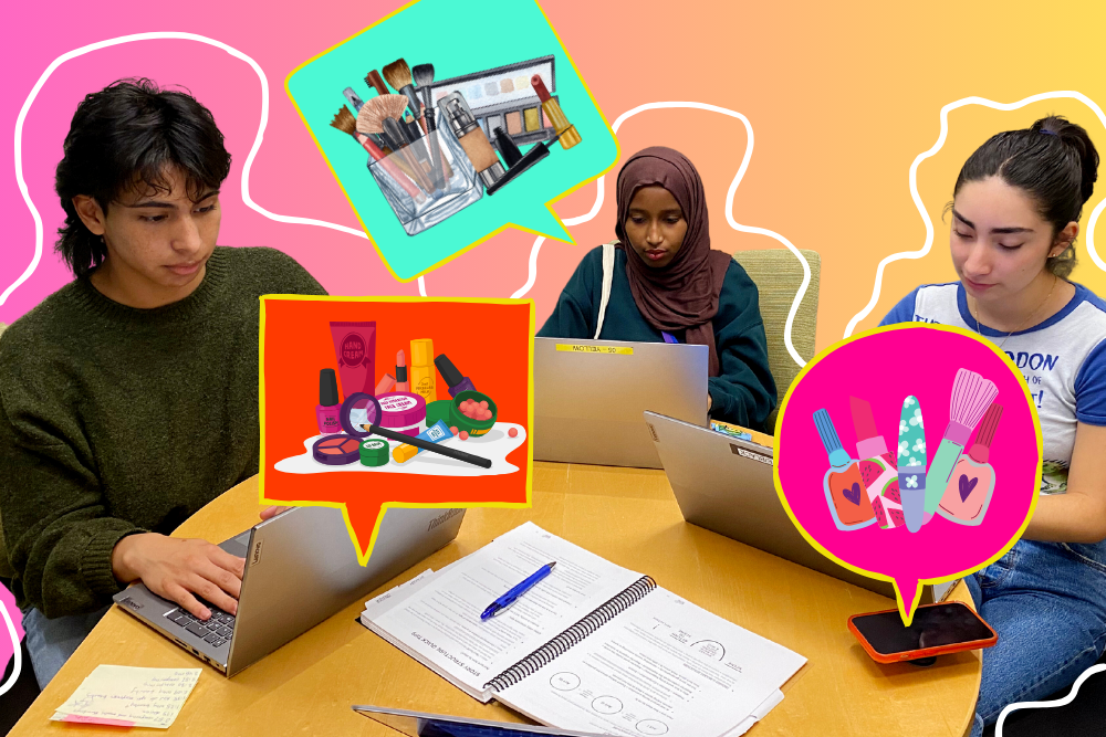 caption: Josue Villalobos (left), Jehan Hashi (center) and Vivi Cardenas-Habell say teens and tweens today are inundated with messages about beauty on social media. 