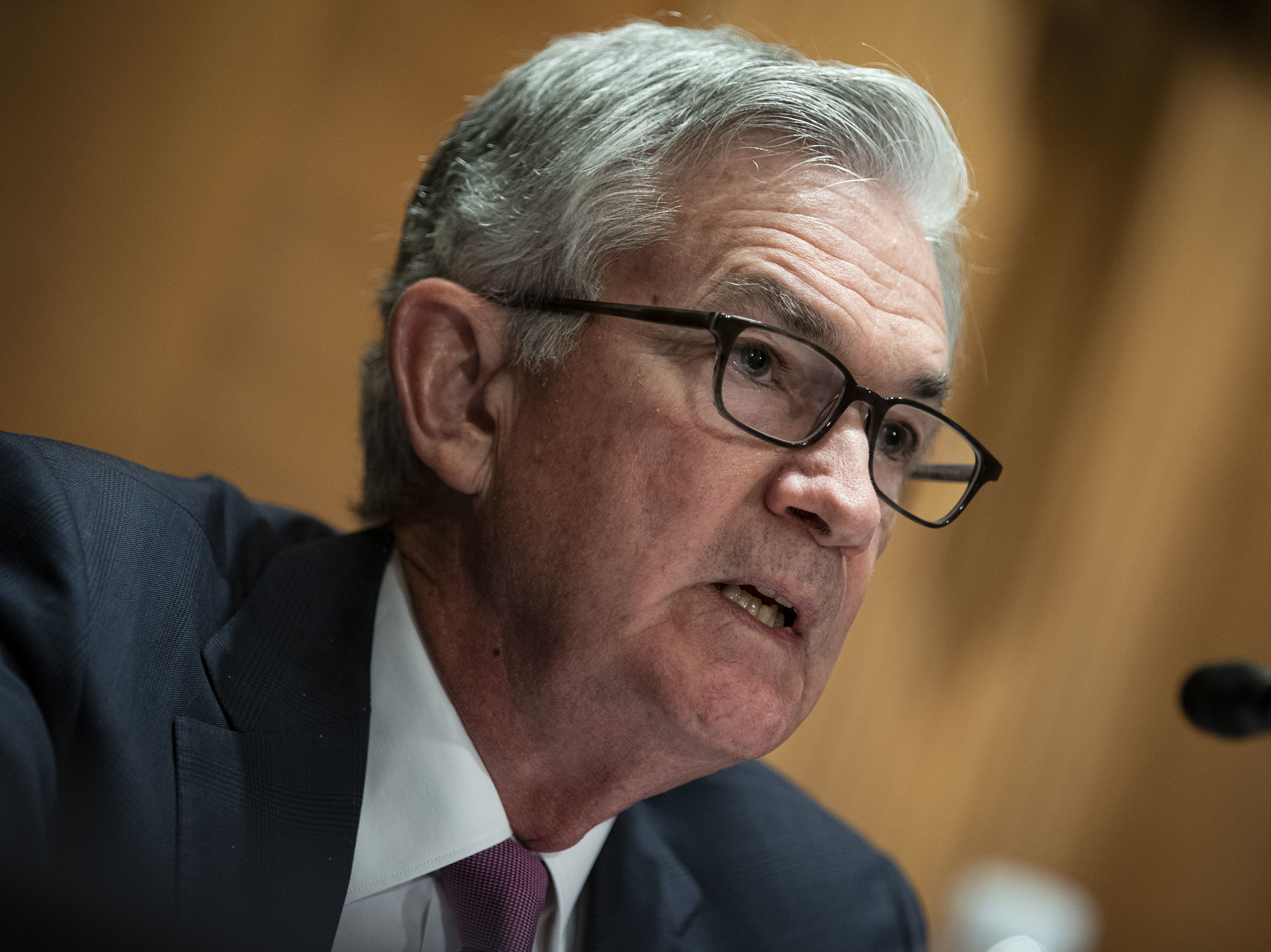 caption: Federal Reserve Chairman Jerome Powell speaks during a Senate Banking Committee hearing in Washington, D.C., on July 15. The Fed issued new economic projections at the conclusion of its policy meeting on Wednesday.