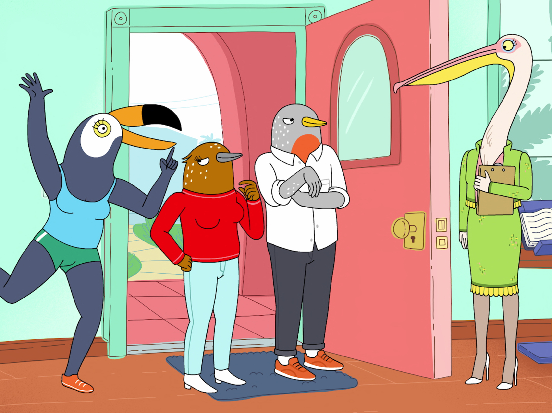 caption: <em>Tuca & Bertie</em> is an adult animation that centers on a brassy, colorful toucan (voiced by Tiffany Haddish) and her neurotic best friend, a songbird (Ali Wong).