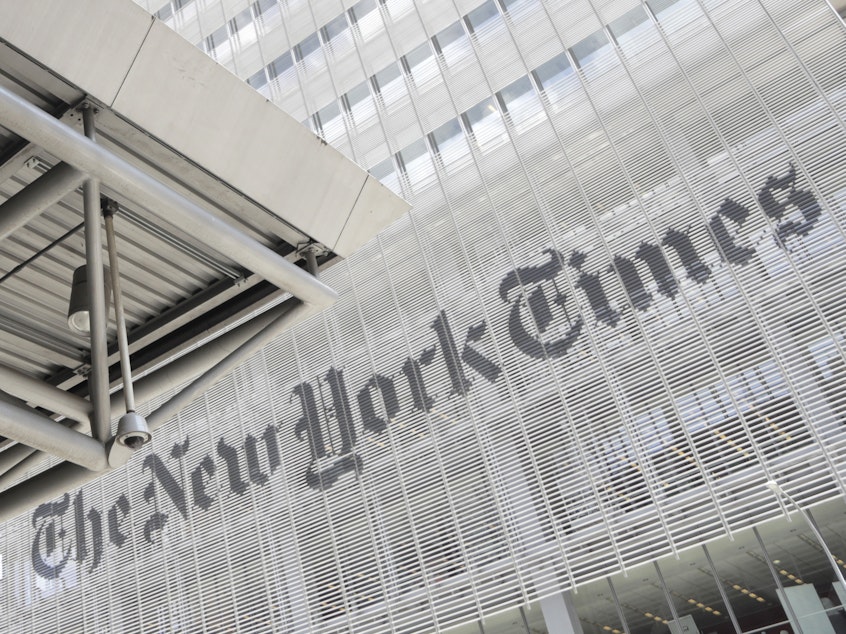 caption: The New York Times building in New York. <em>The New York Times</em> and <em>The Washington Post</em> both outlined new measures aimed at improving diversity in their newsrooms and coverage.