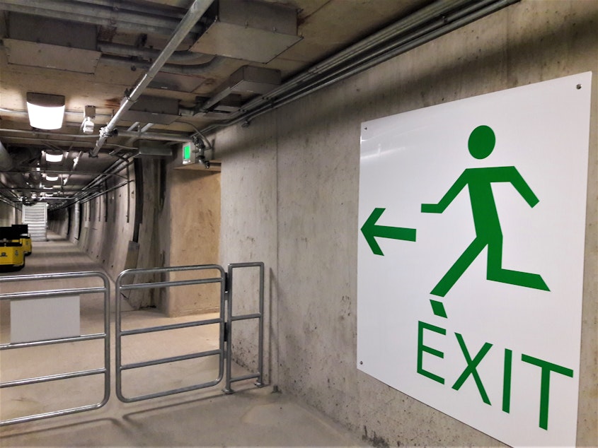 caption: There are 32 emergency exits in the tunnel and 160 emergency phones that direct to 911.