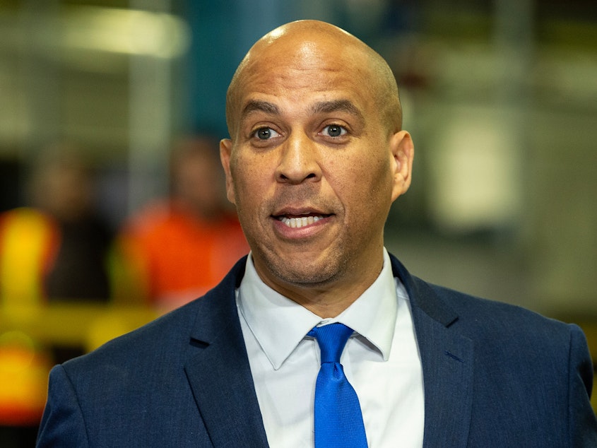 caption: Rep. Dan Goldman (L) and Sen. Cory Booker (R) were both in Israel over the weekend when Hamas attacked. They have since made it back to the U.S.